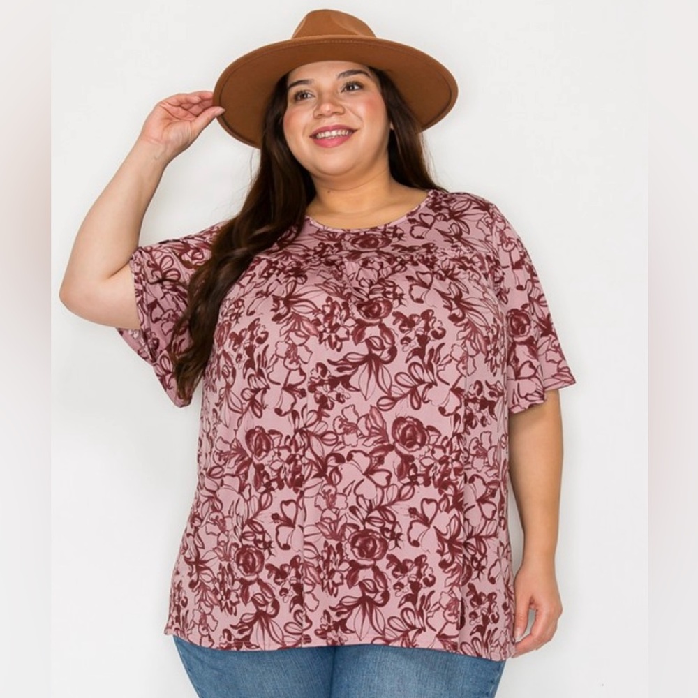 Dusty Rose Floral Tunic Top